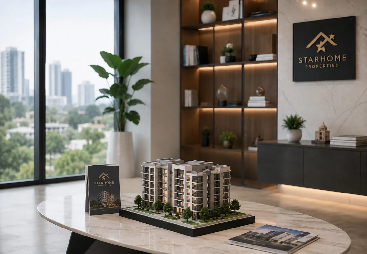 Starhome Properties real estate office with property model