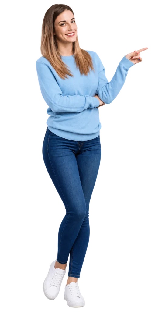 Professional woman pointing to the side